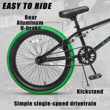 Bicicleta BMX Freestyle, Bicicleta para Niños de 18-20 Pulgadas para Niños de 5 a 13 Años y Ciclistas Principiantes, Múltiples Colores - Negro - Ver 4