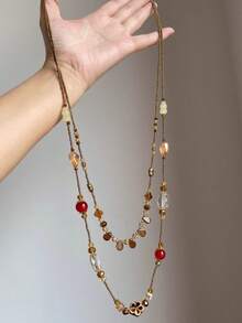 1pc Retro Luxury Bohemian Style Colorful Shell Beaded Necklace, Suitable For Women's Daily, Party And Holiday Wear (Beads Are Artificial, May Have Slight Differences From Actual Product) - Multicolor - View 1