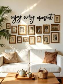 Suitable For All Seasons Gift: "Enjoy Every Moment" Metal Wall Hanging Decor, Happy Phrase Travel Themed Wall Art Suitable For Bedroom, Living Room, Kitchen, Bathroom, Black. Carved Metal Wall Art - Perfect Choice For Home And Office Decor, Ideal Room Decoration - Black - View 5
