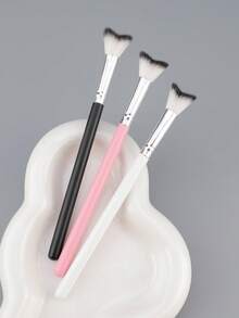 1pc New Curved Lash Brush, Soft Bristle Eyelash Extension Care Cleaning Makeup Remover Brush Tool - Multicolor - View 1