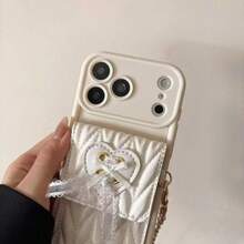 New Heart Lace Bow Card Holder Crossbody Strap, Compatible With IPhone 17 Pro, 16 Pro Max, New 15 Pro/14/13/12 Cartoon Phone Cases, Compatible With IPhone 14 Pro Max/15/12/11/1 Pro Max/16 Pro, Anti-Drop 17 Pro Max Protective Case - White - View 5