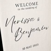 Customized Wedding Welcome Sign, Linen Fabric Banner, Newlyweds' Photo And Name, Minimalist Wedding Backdrop Decor - Nhiều màu - Xem 6