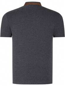 T8571 DEWBERRY Men T-SHIRT WITH ZIPPER - Dark Grey - View 5