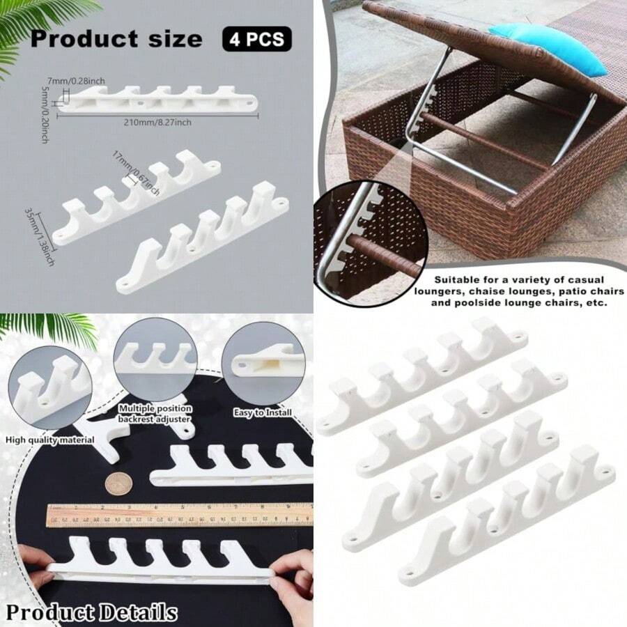 AHANDMAKER - Soporte de tumbona blanco hebilla de silla de muebles multiposiciones ajustador de apoyo trasero ajustable para patio al aire última intervensión - Rosado - Ver 1