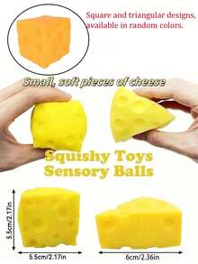 1/2pcs Stress Relief Squeeze Cheese - Extra Large Soft Squeezable Cheese Blocks | Gag Gifts And Stress Relief | Back To School Supplies | Suitable For Office, Classroom Or Home Use | Great For Winter, Thanksgiving, Christmas, Saudi National Day, Birthday, Holiday, New Year And Valentine's Day | Gift For Boyfriend Or Girlfriend | Suitable For Adults - Multicolor - View 10