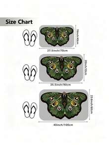 High-Quality, Thick 8Mm Velvet Dot Plastic Bottom 1pc Irregular Retro Green Plants Butterfly Living Room Carpet, European-Style Light Luxury Creative Gradient Design, Artistic Minimalist Bedroom Bedside Rug For Home Decor, Sofa Coffee Table Mat - 綠色的 - 查看 5