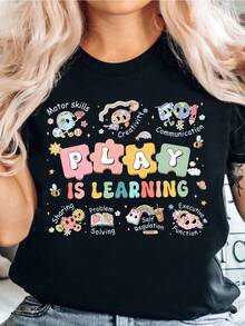 Camiseta Estampada "El Juego Es Aprender" para Maestros, Camiseta para el Día de Regreso a Clases, Camiseta para Maestros Nuevos - Negro - Ver 12