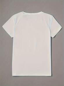 1 pieza de camiseta de moda para mujer con estampado de leopardo y cerezas, cómoda, de cuello redondo, lavable a máquina, adecuada para todas las estaciones, 180g 100% algodón. - Negro - Ver 6