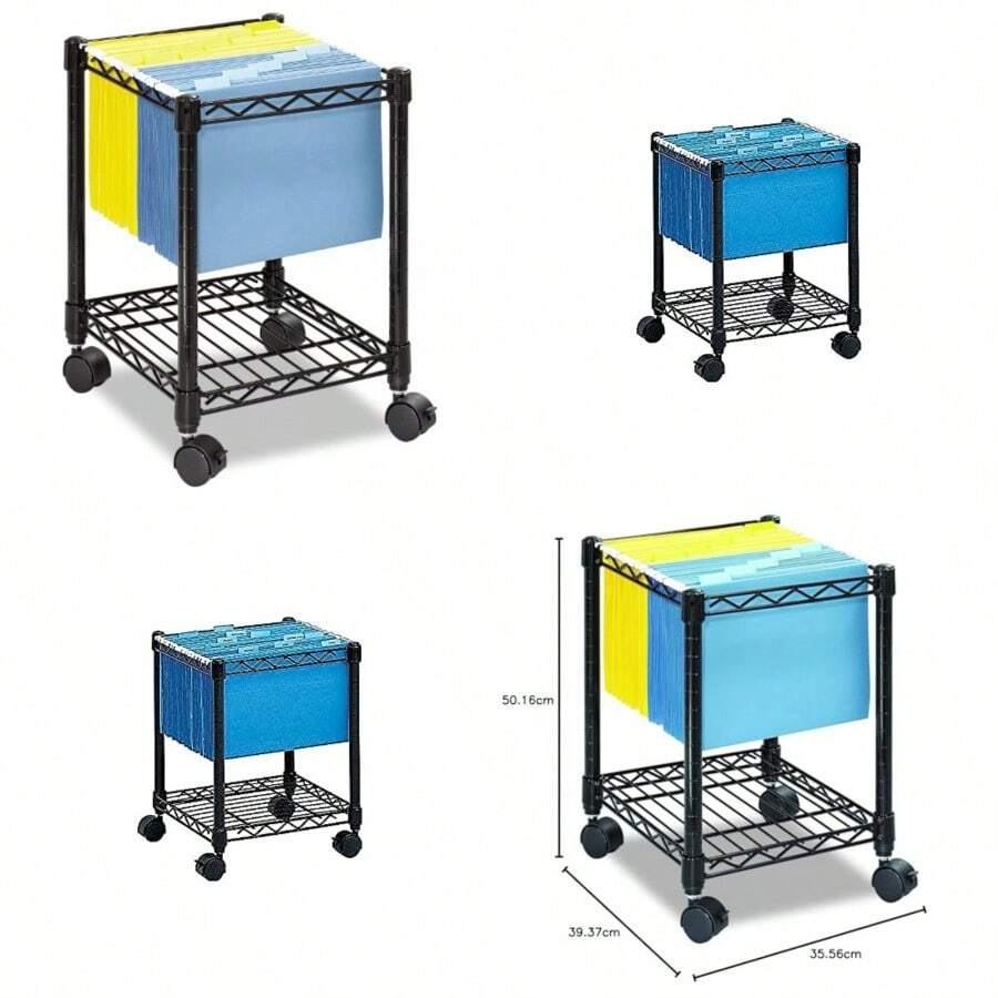 Safco 5277BL Compact Mobile Wire File Cart One-Shelf 15-1/2 x 14 x 19-3/4 Inches black - Negro - Ver 1