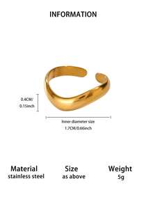 1 pieza Anillo abierto minimalista de acero inoxidable para mujer, anillo dorado, anillo ajustable abierto para el dedo, anillo de mujer, joyería de fiesta, accesorios de moda para mujer, accesorios para uso diario - Multicolor - Ver 15