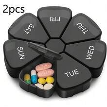 1個可攜式7天旅行藥盒，耐用PP塑料藥物容器，大容量格槽，可愛現代與維生素收納盒，適用於居家、辦公室及戶外旅行，時尚家居裝飾，聖誕節與父親節假期禮物 - 彩色 - 查看 20