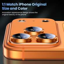 Yezodawee 2 piezas de película protectora de lente de cámara de unicolor de aleación compatible con Apple 11/12/13/14/15/16/16 Plus/16 Pro/16 Pro Max/17/17 Air/17 Pro/17 Pro Max, alta definición, anti-arañazos, anti-caídas, regalo del Día de la Madre o cumpleaños - Naranja - Ver 3
