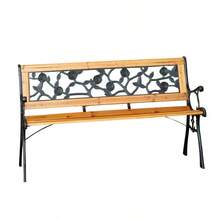 2 Seater Outdoor Wooden & Cast Iron Garden Bench With Rose Design - SA-bENCH5 - View 9