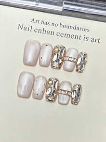 10 móng tay giả thủ công hình oval và vuông, móng acrylic dán, độ dài vừa phải, màu hồng nhạt, kiểu mắt mèo nổi bật, đính kim sa, chấm bi, bột nhũ, đá nhỏ, kim cương giả, kiểu móng mùa xuân cá tính, thanh lịch, đơn giản, móng dán mùa hè, thích hợp cho tiệc tùng, hàng ngày và hẹn hò, đi biển, nghỉ dưỡng nhiệt đới, tự làm móng nghệ thuật, thích hợp làm quà tặng cho phụ nữ và bé gái. - Hồng - Xem 19