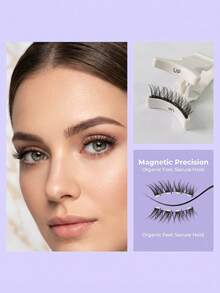 Glue-Free Magnetic False Eyelashes, Criss-Cross Natural 3D Curly, Easy To Apply - Multicolor - View 3