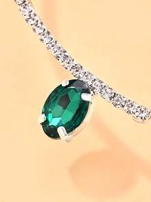 1 buah Kalung Oval Baru, Kalung Rhinestone Gaya Mewah Minimalis, Kalung Serbaguna yang Dapat Disesuaikan untuk Wanita - Perak - View 5