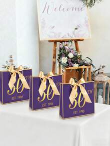 Bolsas de papel para regalo de aniversario de cumpleaños 18/30/40/50/60/70, unisex, elegantes bolsas de papel de compras para regalo en negro y dorado, bolsas tote de compras para regalo de fiesta de aniversario, decoración creativa, bolsas de papel de compras para empaque de regalo - Multicolor 8 - Ver 5