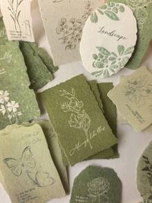 1 Box 30pcs Asymmetrical Vintage Border Plant & Floral English Label Cards, DIY Decoration For Scrapbooking, Diary, Collage - HT199 - View 7