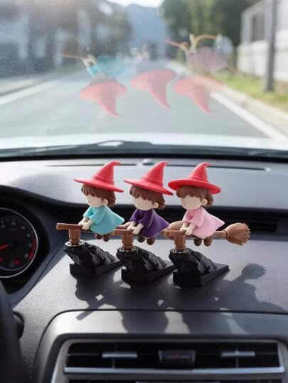 Car Dashboard Ornament: Drifting Flying Broomstick Center Console Decor - An Ambiance-Enhancing Car Accessory | New "Drift Turn" Wizard Broomstick Decor