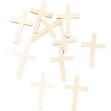 10/20/30/40/50个/包 木质十字架吊坠，批发迷你木质十字架吊坠，微型十字架，迷你十字架，木质十字架批发，母亲节圣诞节生日礼物 - 原木色 - 查看 10