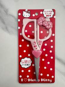 SANRIO 1pc Hello Kitty Stainless Steel Scissors, Cute Stationery, Handicraft Scissors, Multi-Purpose Fabric Cutting Scissors Set, Kawaii Craft Supplies, Plastic Material, Bow & Heart Shaped Handle, Suitable For School And Office Use - A - View 10