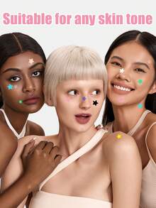 360pcs/Pack Assorted Color Star & Heart Shaped Decorative Stickers, Suitable For Photography, Face Painting, Parties, Gatherings And Entertainment Activities - Multicolor - View 5