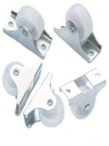 4 PIEZAS Ruedas fijas rígidas sin giro con placa superior de metal, ruedas de plástico duro blanco para muebles, plateado - 4 piezas - Ver 7