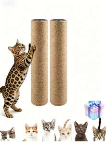2 chiếc trụ cào móng cho mèo bằng sợi thực vật tự nhiên màu vàng, vật liệu tự làm, thích hợp cho mèo cào móng. - Màu vàng - Xem 4