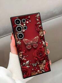 F-Ree |   Local Delivery, Arrive In 4-Days. Lanyard Accessory Not Included Black Phone With, Shockproof And Non-Slip, 1 Piece With Red And Black Pearl Compatible With A04e/A05s/A13/A14/A15/A34/A35/A50/A52/A53/A54/S21/S22/S23/S24/S25/S25Ultra, Festive Anniversary, Wedding, Spring And Party. - 8 - 查看 6