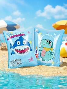 2 chiếc phao tay hình cá mập và khủng long hoạt hình cho trẻ em, phao tay bơi dày dặn với hai ngăn khí, dụng cụ an toàn cho người mới học bơi, vật dụng cần thiết khi chơi ở hồ bơi và dưới nước. - Nhiều màu - Xem 2