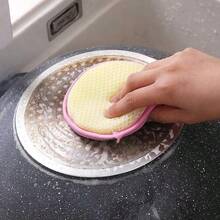 5/10Pcs Washing Dishes Sponges Double-Sided Dishwashing Sponge Scrubber Round Non-Scratch Scrub Sponges Pads Kitchen Cleaning Tools For Dishes, Pots, Pans, Sink, Basin - default - 查看 6