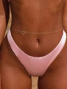 1pc Sexy Minimalist Heart-Shaped Fashion Chain Waist Belt, Suitable For Daily Wear - Gold - View 1
