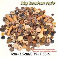 Bộ hỗn hợp 10/30/50/80/100/120/150/260g gồm các loại cúc gỗ tự nhiên, cúc tròn dùng để làm đồ thủ công, cúc may, thích hợp cho việc tự làm tranh vẽ trên cúc, đồ thủ công mỹ nghệ, v.v. - Nhiều màu - Xem 18