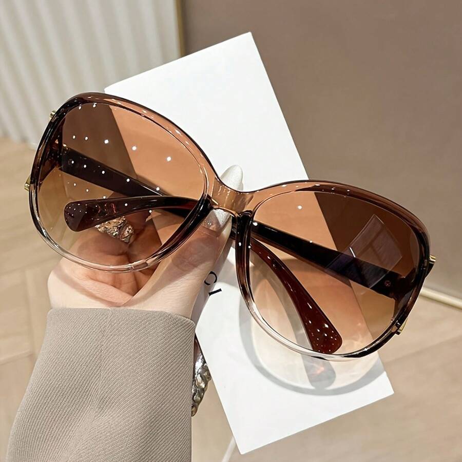 1 Pair Of Women'S Retro Versatile Large Frame Glasses2026 - Đỏ - Xem 1