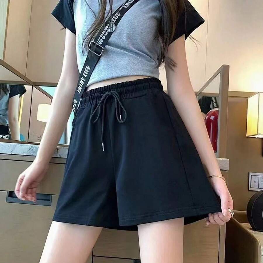 Nuevos pantalones deportivos y pantalones de chándal para mujer 2024, pantalones de color liso con cordones, pantalones de chándal de punto holgados - Color de la imagen - Ver 1
