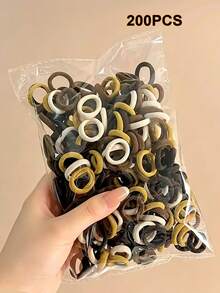 20 piezas/100 piezas/200 piezas Lazos elásticos de nailon de colores, suaves y no dañinos, scrunchies, bandas para el cabello, accesorios para el cabello para niñas, adecuados para coleta, uso diario - Multicolor - Ver 9