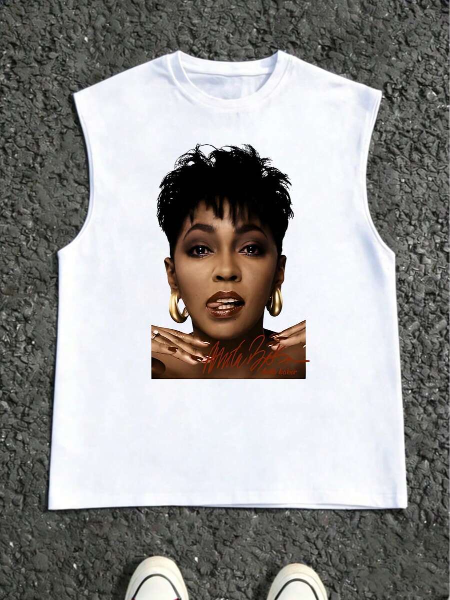 Vintage Anita Baker Big Head T-Shirt Unisex Retro R&B Graphic Tank Top Must-Have For 80s Music Fans Soft Comfy Top Perfect For Concerts Hangouts - 白色5 - 查看 1
