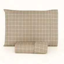 Printed Sheet Set For Single, Double, Queen, And King Sizes In 180 Thread Count Percale Cotton - 米色網格 - 查看 1