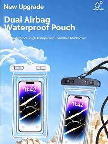1 túi đựng điện thoại chống nước với đệm khí kép, chuẩn chống nước IPX8, thích hợp cho bơi lội, lặn, chèo thuyền, tương thích với màn hình cảm ứng. - Ốp điện thoại chống nước - Xem 2