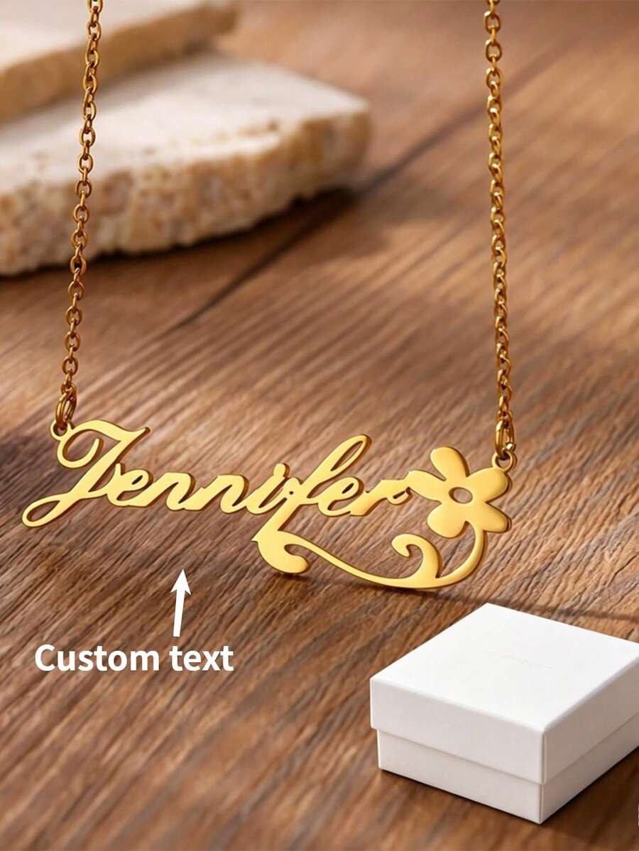 Customized Personalized Name Necklace With Floral Design - Unique And Elegant Accessory - Perfect Gift For Family And Friends, Suitable For Daily Wear And Parties - Multicolor - View 1
