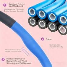 1pc 8-Segment Detachable Women Foam Wrapped Fitness Hoop Massage Exercise Hoop Gym Workout Equipment Soft Fitness Hoop For Weight Loss, Fat Burning And Home Core Training - Multicolor - View 8