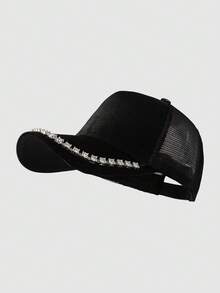 1pc Y2K Style Rhinestone Embellished Retro Baseball Cap, Unisex Adjustable Classic Low Profile Solid Color Hat, Suitable For Outdoor, Golf, Summer, Casual Wear, Perfect Gift - Baseball Cap - View 18