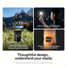 dji Pocket 4 Essential Bundle Pocket Vlog Camera 1" CMOS & 4K/240fps 3-Axis Shake Compensation 2x Lossless Zoom Dynamic Range Built-In Storage Handle Compact Digital Camera (Brand New Activated) - View 8