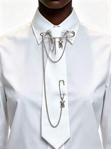 1 chiếc kẹp cà vạt hình gấu bông unisex, thích hợp cho dạo phố, các buổi hòa nhạc rock, tiệc Halloween, tiệc theo chủ đề u tối, chụp ảnh và các dịp khác. - trắng - Xem 2