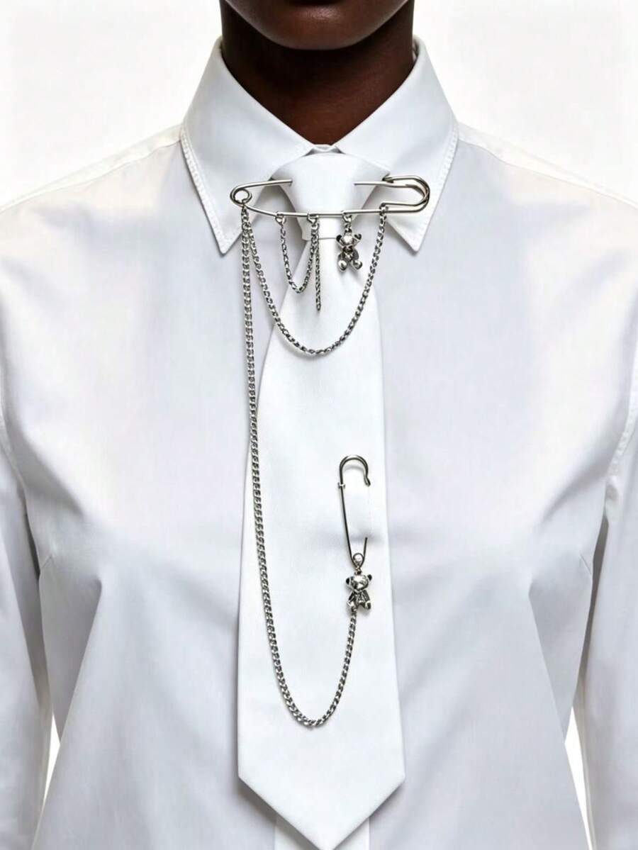 1 chiếc kẹp cà vạt hình gấu bông unisex, thích hợp cho dạo phố, các buổi hòa nhạc rock, tiệc Halloween, tiệc theo chủ đề u tối, chụp ảnh và các dịp khác.