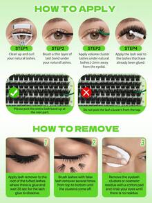 Lashsun Kit de 640 piezas de racimos de pestañas D Curl Cat/Mega/Volume, 3 cajas de pestañas en un kit, kit con pegamento y removedor, pinzas para principiantes y expertos, DIY en casa fácilmente, pestañas de racimo suaves y cómodas fáciles de aplicar para maquillaje de uso diario - Negro - Ver 8
