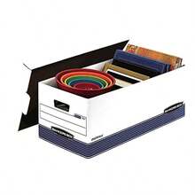 Bankers Box Stor/File Medium-Duty Storage Boxes with Lift-Off Lid Letter 12 Pack 00701 - Blanco/Azul - Ver 6