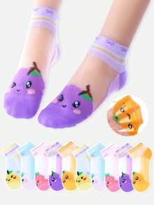 5 Pairs Kids Socks With Cute Fruit Patterns, Breathable Mesh Glass Silk, Suitable For Boys, Girls, Toddlers, Versatile Daily Wear - Multicolor - View 11