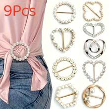 3/6/8/9/10Pcs Sparkling Rhinestone Hollow T-Shirt Clips - Elegant Hollow Button Design, Gold-Tone Alloy Buckle, Suitable For Shirts, Dresses And Jeans - Suitable For Formal And Casual Occasions - Unisex Accessory - Multicolor - View 15