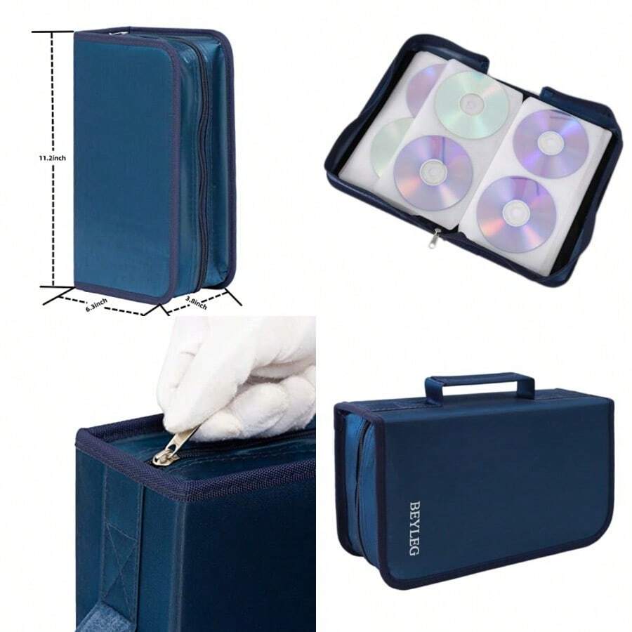 128 Capacity DVD Holders Storage CasesCD DVD VCD case CD DVD Wallet Blu-ray Media Case Storage Holder Organizer Wallet Blue - Azul - Ver 1